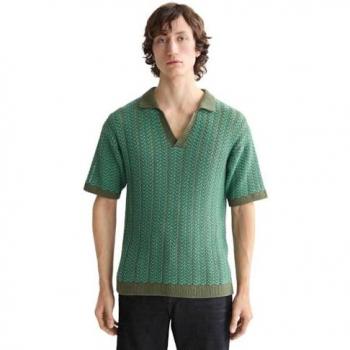 Herren Poloshirt mit V-Ausschnitt in Oliv