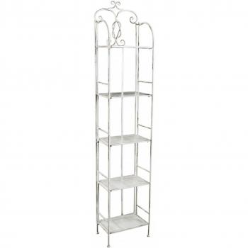 Scaffale in ferro 5 piani bianco antico 32x165x22 cm