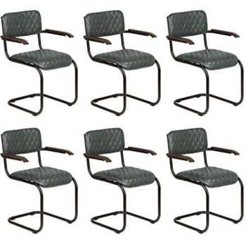 Siège cuisine 6X vidaXL gris accoudoir en cuir