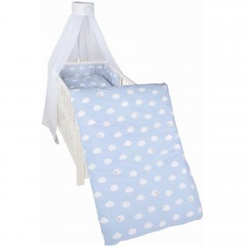 Kleine Wolke Blau Babybett‑Set inkl. Bettgarnitur und Zubehör