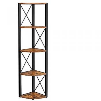 Étagère d'angle 5 niveaux marron rustique