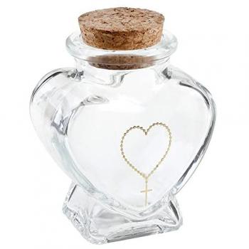 Bouteille cœur de baptême transparente