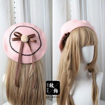 Boina de mujer con lazo, hecha a mano, diseño de ondas, corazón de hada, ideal para otoño e invierno, abrigo