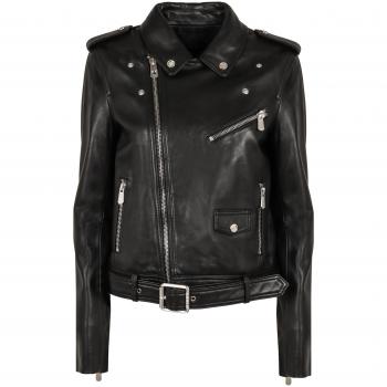 Giacca Biker in Pelle Nera PINKO Donna Taglia 42
