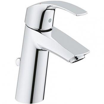 Robinet Eurosmart Grohe pour Lavabo, Clapet de Vidage, Bec Medium Ecojoy 23322001, Argent