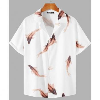 Camisa Estampada Hawaiana para Hombre, Blusa de Manga Corta, Cuello Abierto, Botones, Tallas S-3XL