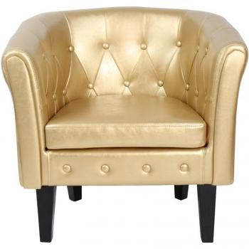 Chesterfield Club Soggiorno in Similpelle Oro con Supporto in Legno