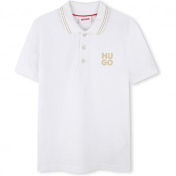 T-shirt polo court Hugo, blanc, 16 ans (garçon)