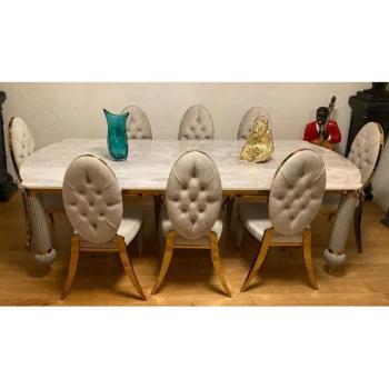 Casa Padrino Luxusmarmor Art Deco Esszimmerschmöckchen – Weiß/Grau/Gold
