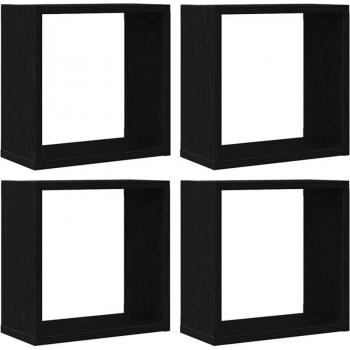VidaXL Wandregalwürfel 4‑er Pack – Schwarz in Eichenlook 30×15×30 cm