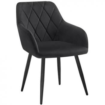 Woltu Velvet Dining Chair, Metal Frame, Black – 1 Piece Set
