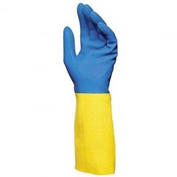 Guante Latex Natural Azul/amarill 32cm Floca Duo-mix405 T-07