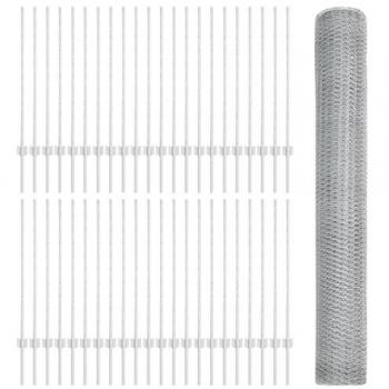 22 pcs Galvanised Steel U-Channel Fence Posts 100 cm