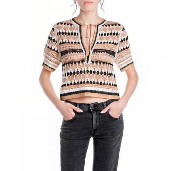 Maglietta Replay DK3861.000.G23782 Nero / Beige / Naturale XS