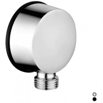 Support douche chromé avec prise d’eau plate ronde 57,5 mm et raccords ½”M