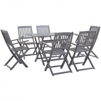 VidaXL Meissa Rectangular 7 Piece Outdoor Table and Chairs Set in Grey Acacia Wood