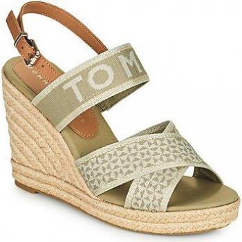 Tommy Hilfiger Webbing High Wedge Sandal mit Schnalle (hellgrau-braun)