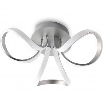 36W Knot LED Semi Flush Ceiling Light with 2 Loop Arms, 3000K, 2850lm, Silver Finish and Frosted Acrylic Shade