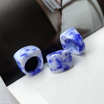 UJBOX Women's Colored Synthetic Stone Square Ring