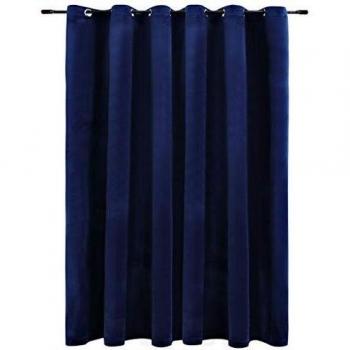Blackout Curtain with Metal Rings Velvet Dark Blue 290x245 cm