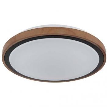 Globo Lighting – Plafonnier Salon / Salle à manger / Chambre à coucher, métal acrylique bois alu brun, fonction mémoire CCT, LED 18 W 843 Lm 3000 K 4000 K 6000 K, diamètre 36 cm