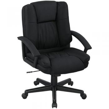 Swivel Executive Office Chair, Mid-Back, Black, Arm Set