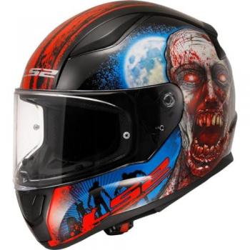 LS2 FF353 Rapid II Zombie Casco Integrale Moto Nero Rosso Blu XL