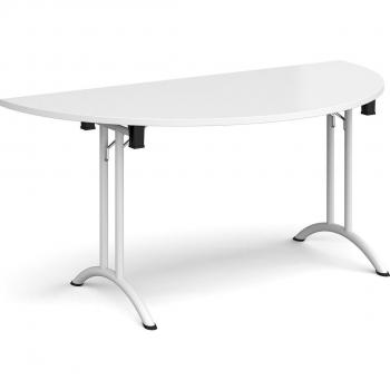 Semi Circular Folding Meeting Desk with White Curved Base