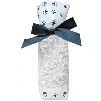 Jaffa Imports 50 x Paw Print Pet Gift Bag Block Bottom Clear Cello Treat Bag (small 56x37x220mm)