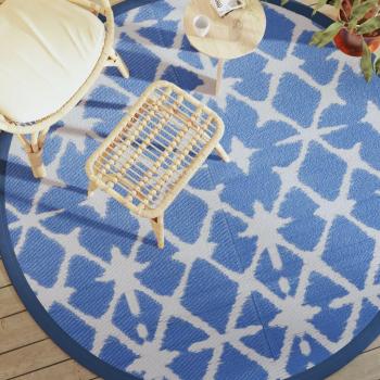 Alfombra de jardín PP azul y blanco Ø200 cm