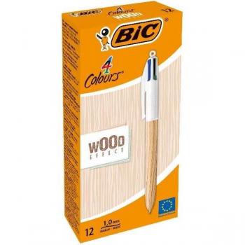 BIC 4-Color Wood Barrel Pen