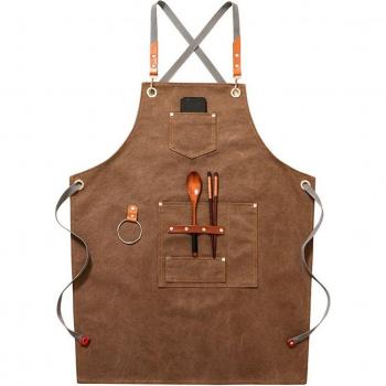 Pinafore Style Canvas Apron for BBQ and Cooking