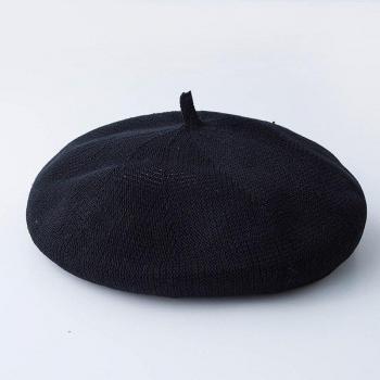 Béret vintage français femme tricoté à la main bleu