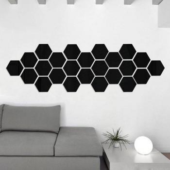 12Pcs Removable 3D Hexagon Mirror Stickers for Home Decor