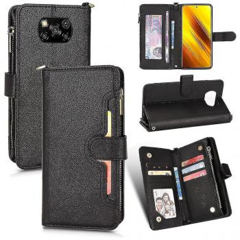 Étui flip en cuir PU noir pour Xiaomi Poco X3 / X3 Pro