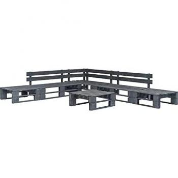 VidaXL Garten-Sofagarnitur 6-teilig Grau aus Palettenholz