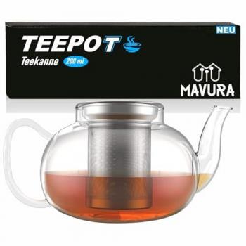 MAVURA TEEKANNEN‑Set: Glas, Sieb, 200 ml