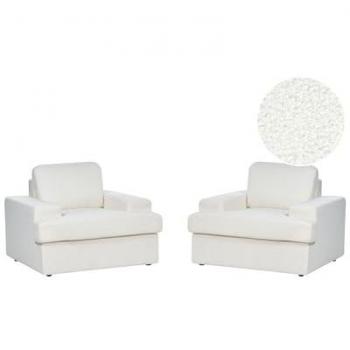 Sillones clásicos bouclé blanco con respaldo acolchado grueso