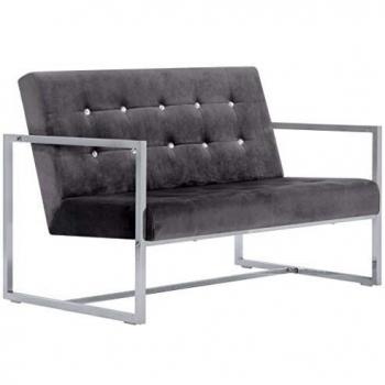 Dual Seat Lounge with Armrests, Dark Grey – Chrome Highlights
