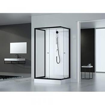 Marwell Komplettdusche 80 × 110 × 200 cm – Black & White, mit Duschwanne und Armatur