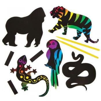 Jungle Animal Scratch Art Magnets (Pack of 12)