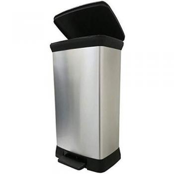 Cubo basura con pedal plata 50L Decobin