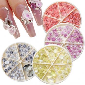 Gemme Floreali 3D per Decorazione Unghie con Perle