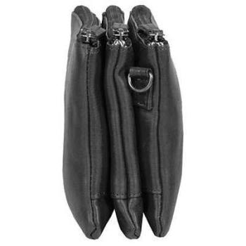 Triple Top Zip Lederen Schoudertas – Zwart, Nynke