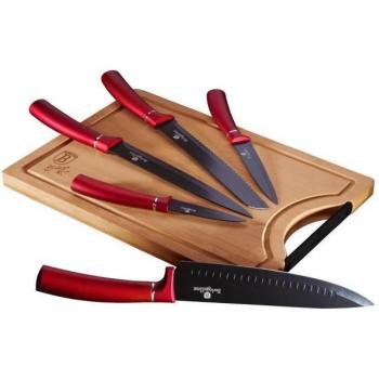 Berlinger Haus Burgundy Set de Cuchillos de Acero Inoxidable con Tabla de Bambú