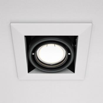 Faretto incasso moderno quadrato, 1 luce, GU10, bianco