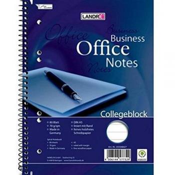 Landre Collegeblock Office A5+ 80 Blatt 70 g/qm 6-fach gelocht liniert