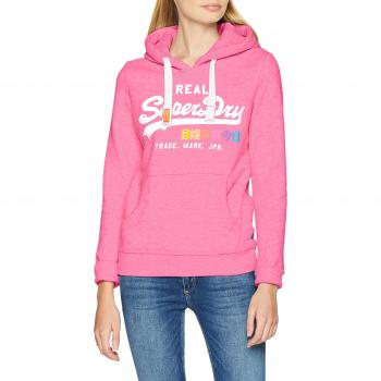 Sudadera con Capucha Superdry Vintage Logo Pop Entry para Mujer, Rosa (Fluro Pink Snowy As1), Small