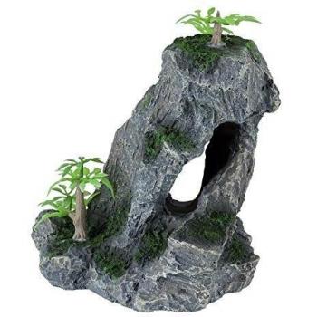 Cueva de resina con plantas para acuarios 14 cm