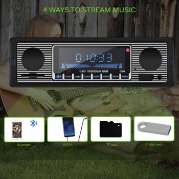 Autoradio 1DIN avec Bluetooth, MP3 et entrée Aux 12V